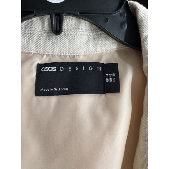 ASOS Design Women's Ivory Linen Blend Long Sleeve Suit Jacket SIze 10 - Picture 4 of 5